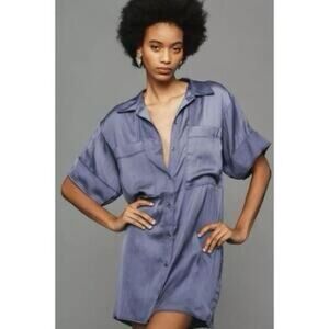 Anthropologie Pilcro Elegant shirt blue Gray shirt dress button down Large